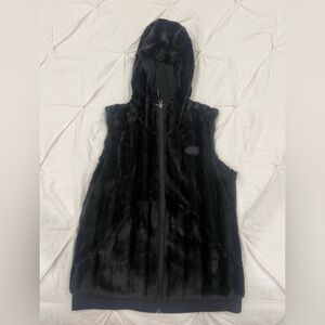 The North Face Black Faux Fur Vest w/ Hood
